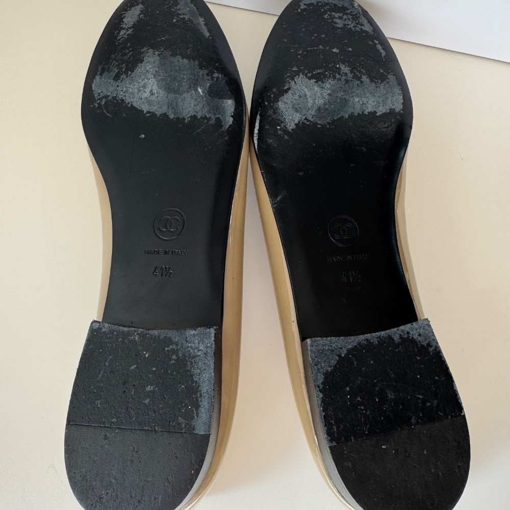 Chanel Authentic Beige Tan Interlocking Cc Ballet… - image 4